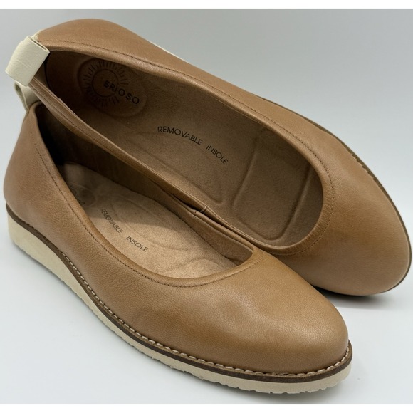 Brioso Emmaline Tan Leather Ballet Flat  All Day Comfort Sz 8M - Picture 1 of 9